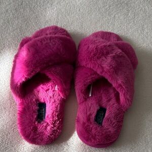 Rachel Roy Vibrant Pink Fuzzy Slippers